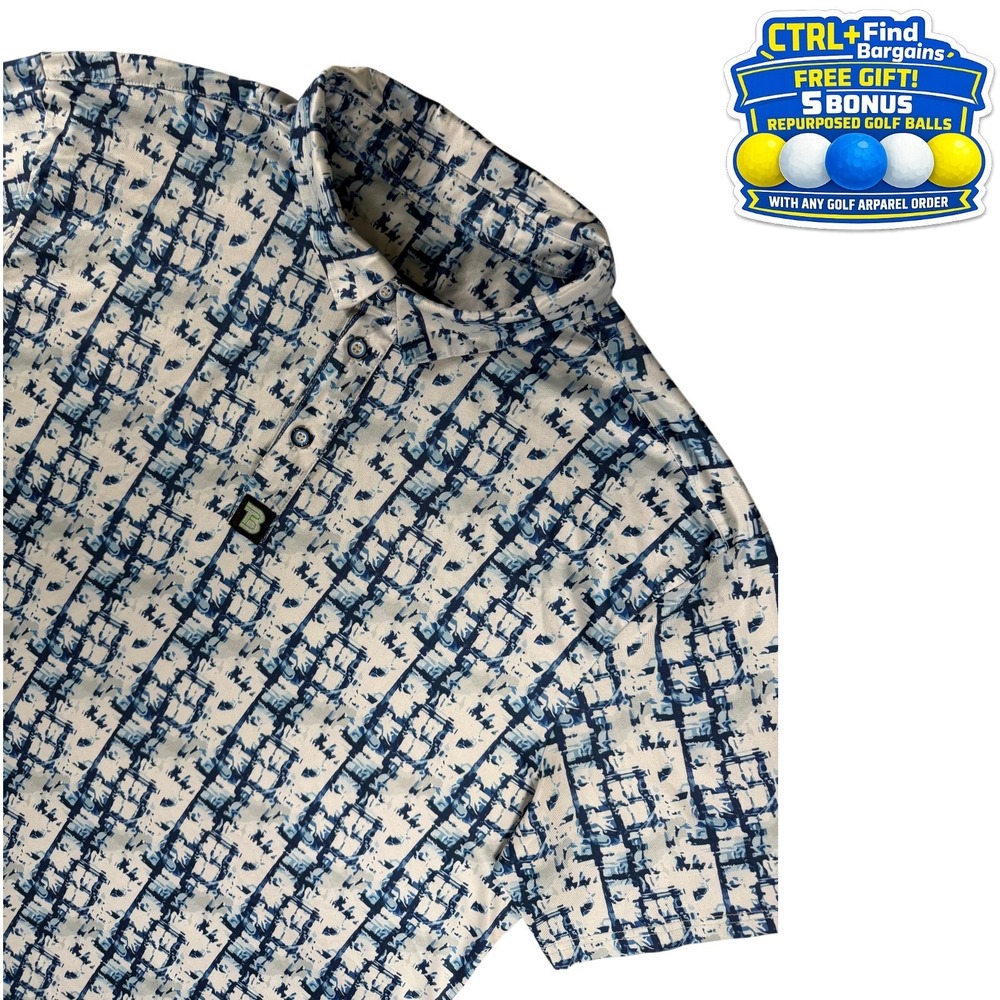 Tom Baine Golf Collection Abstract Print Performance Poly Blend Blue Mens XL
